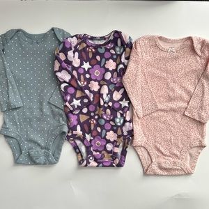 3M Baby Girl Long Sleeve Bodysuits (3 pack)